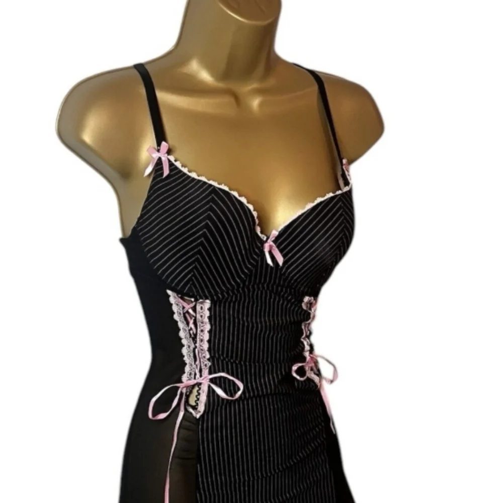 Native Intimates 2-piece Matching Black and Pink Chemise (36C) & Thong (M) - Picture 2 of 12